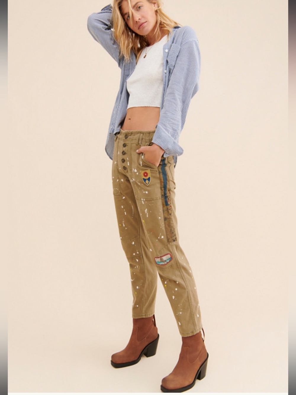 Anthropologie The Wanderer patchwork utility jeans